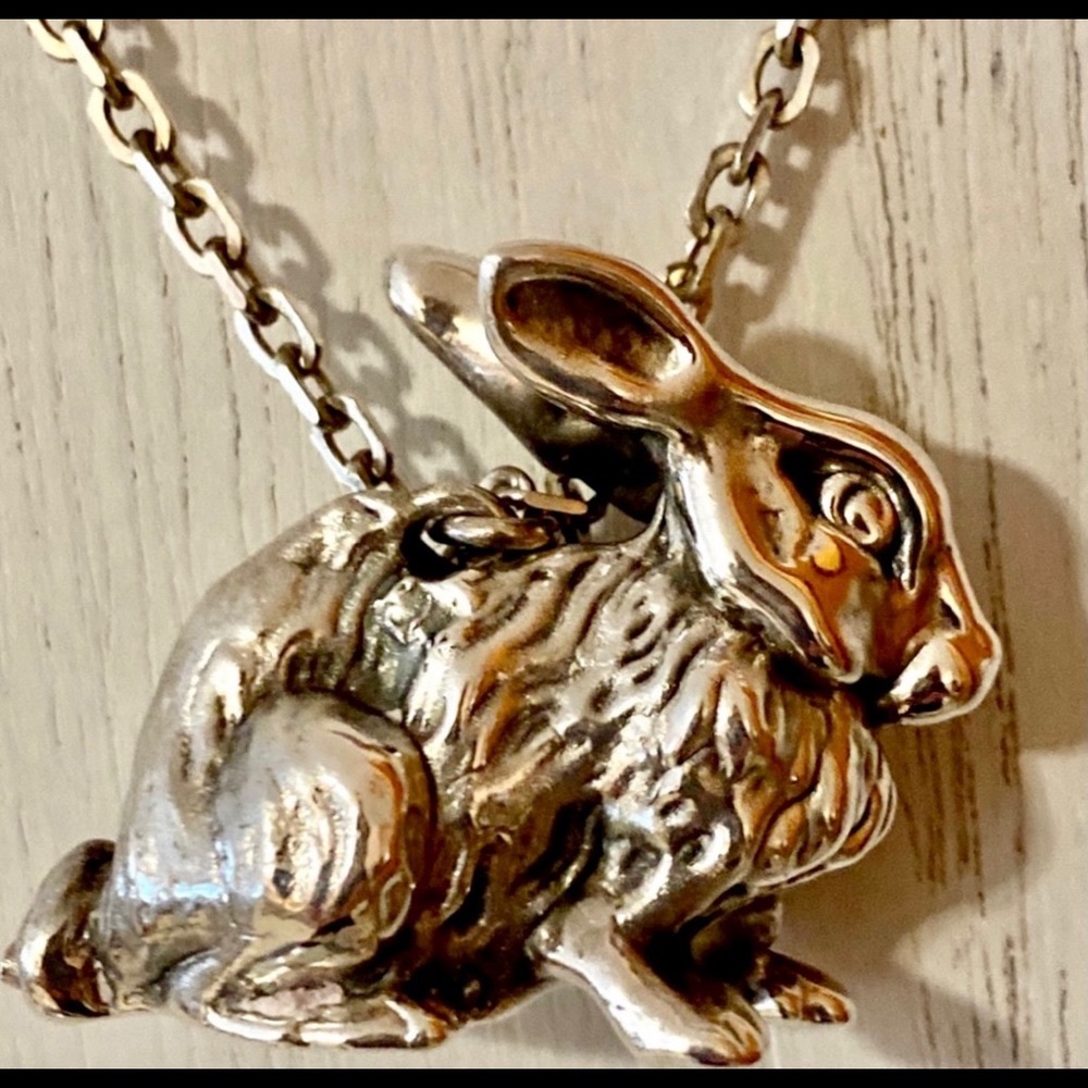 925 Solid Sterling Silver Easter Bunny Rabbit Pen… - image 2